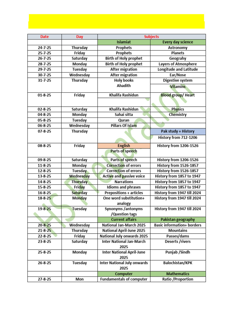 One Paper Exam Schedule 2025 | PDF