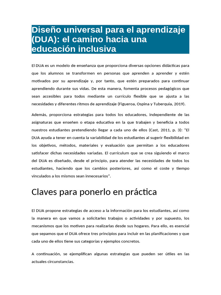 Diseño Universal para el Aprendizaje | PDF | Aprendizaje | Plan de estudios