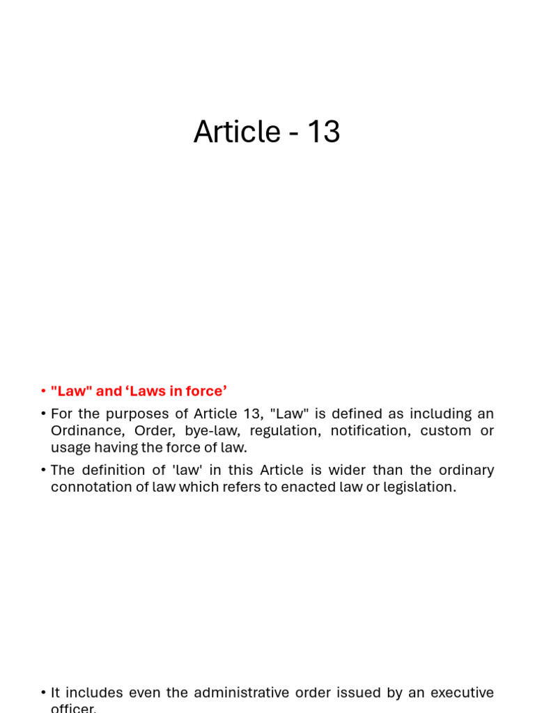 Understanding Article 13: Definition of Law | PDF
