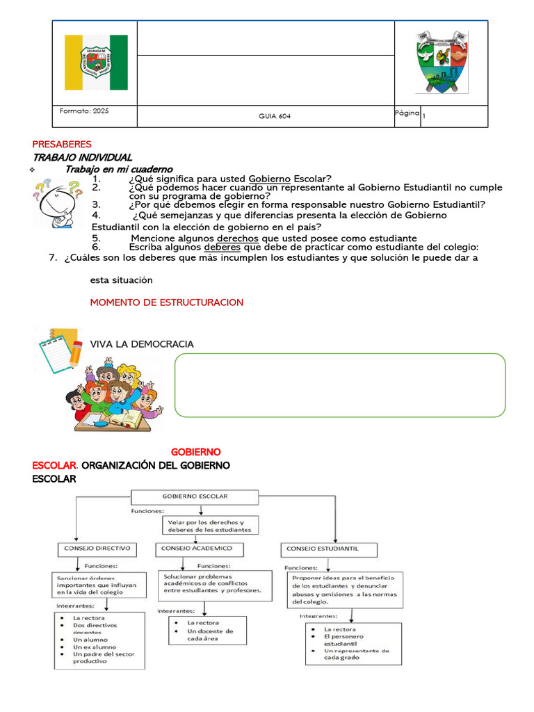 Gobierno Escolar: Participación y Funciones | PDF | Plan de estudios ...