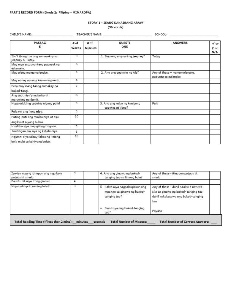 Mcrla Mimaropa g2 Record Form | PDF