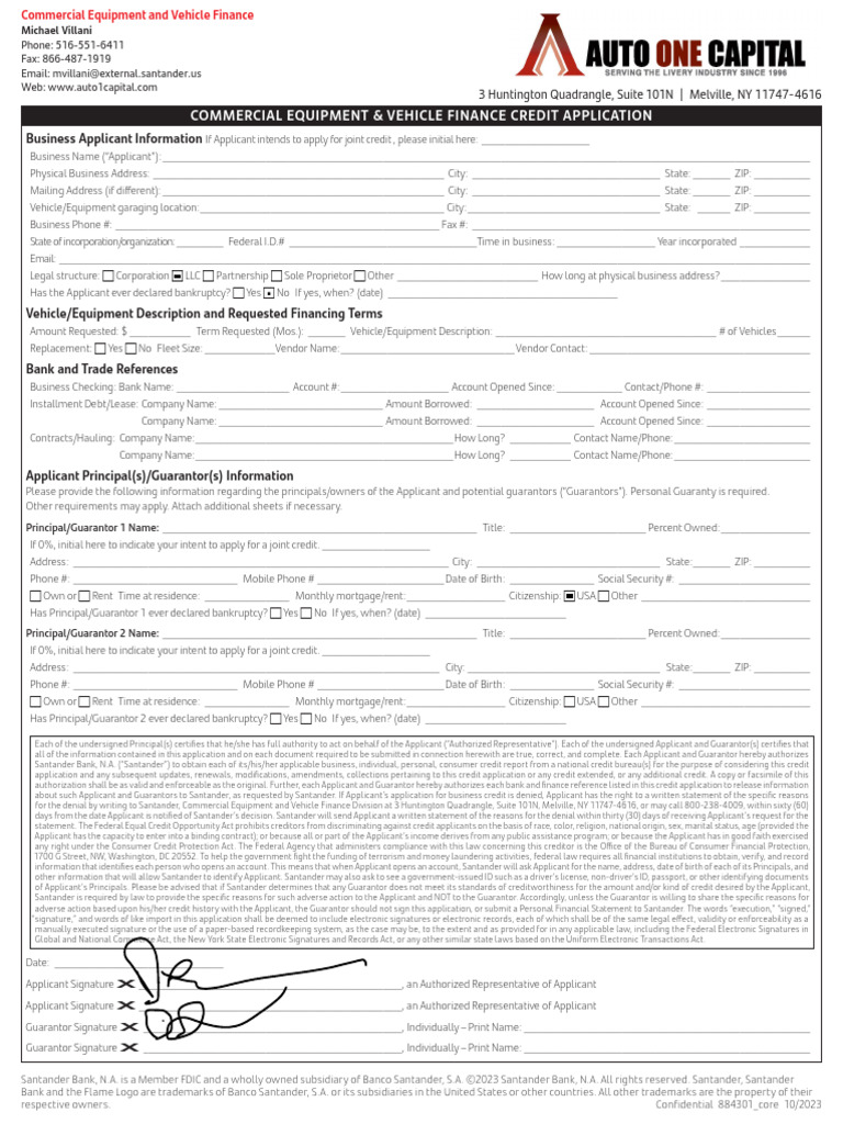 23 Q3 - Auto One Capital Applications Fillable - Final MV | PDF ...