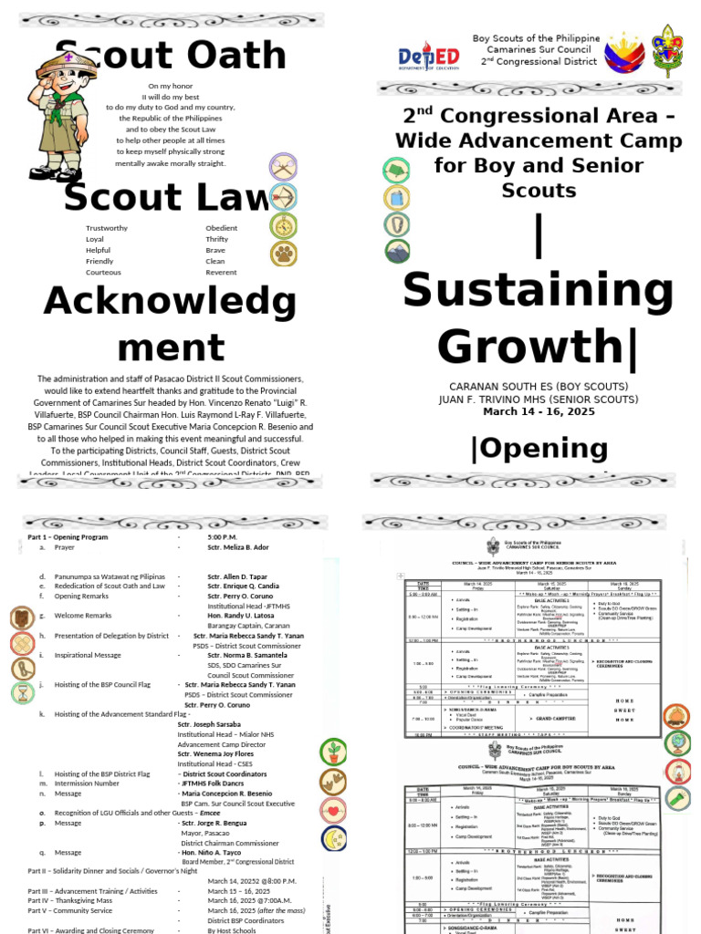 BSP Advancement Camp Opening 2025 | PDF | Outdoor Recreation | Scouting ...