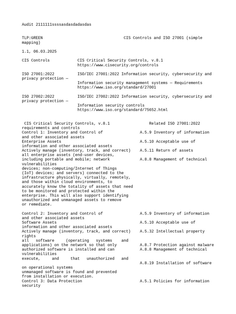 CIS Controls and ISO 27001 Mapping Guide | PDF | Security | Computer ...