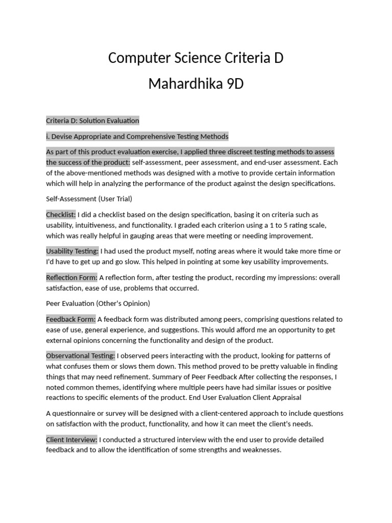 Solution Evaluation in Computer Science | PDF | Usability | Human ...