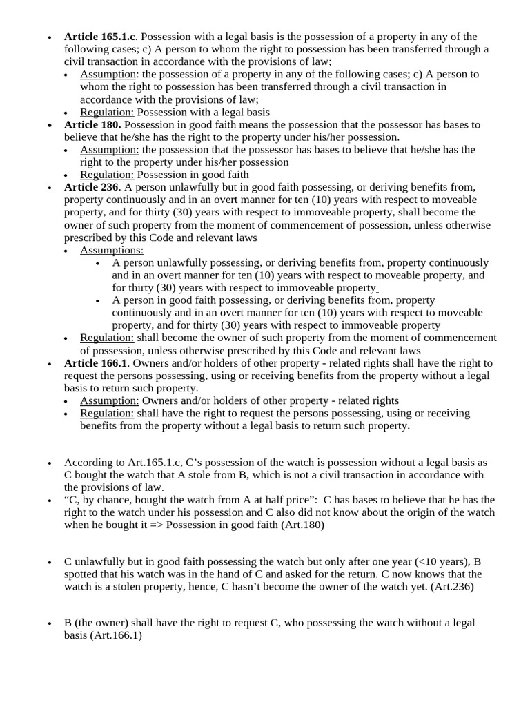 Legal Basis of Property Possession | PDF | Property | Ownership