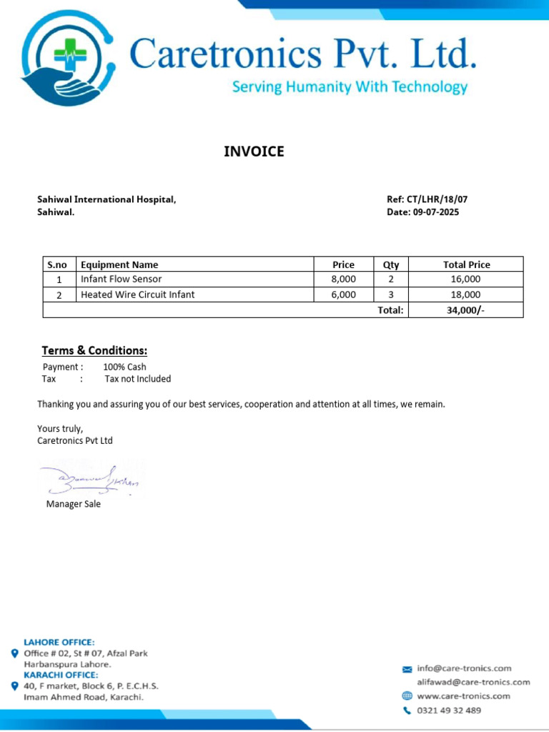 Sahiwal Hospital Equipment Invoice | PDF