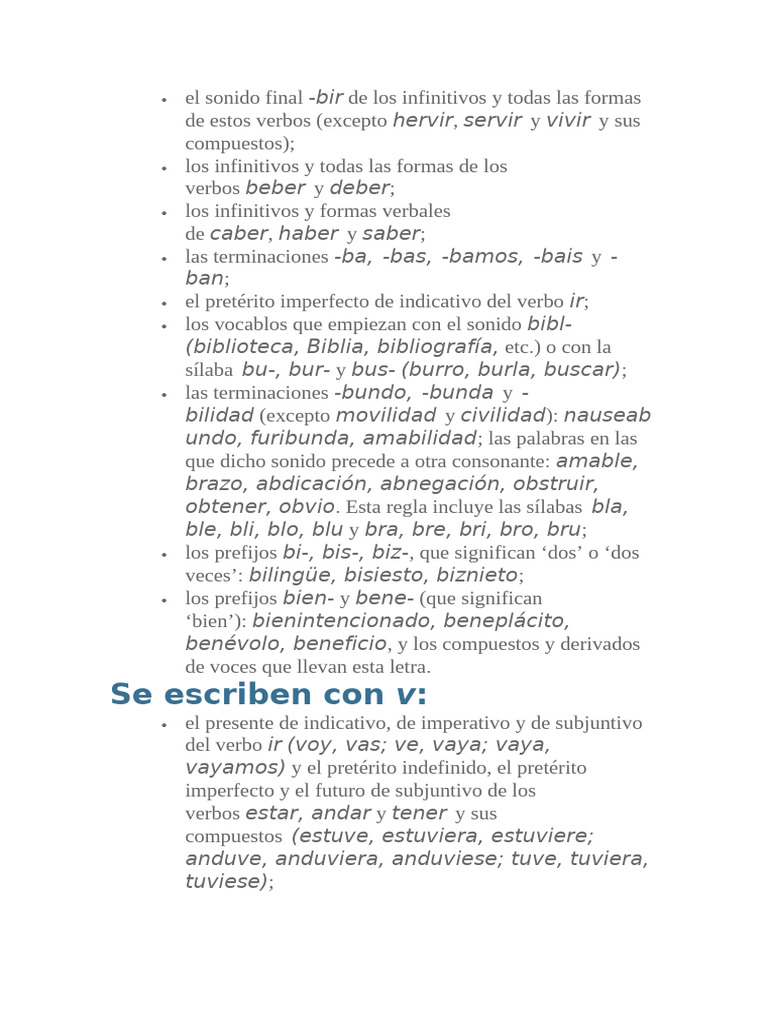 Uso de la V y B en Verbos y Aposición | PDF | Lingüística | Sintaxis
