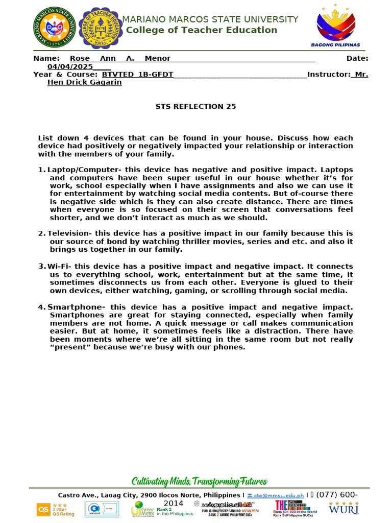 Sts Reflection 25 26 | PDF | Artificial Intelligence | Intelligence (AI ...
