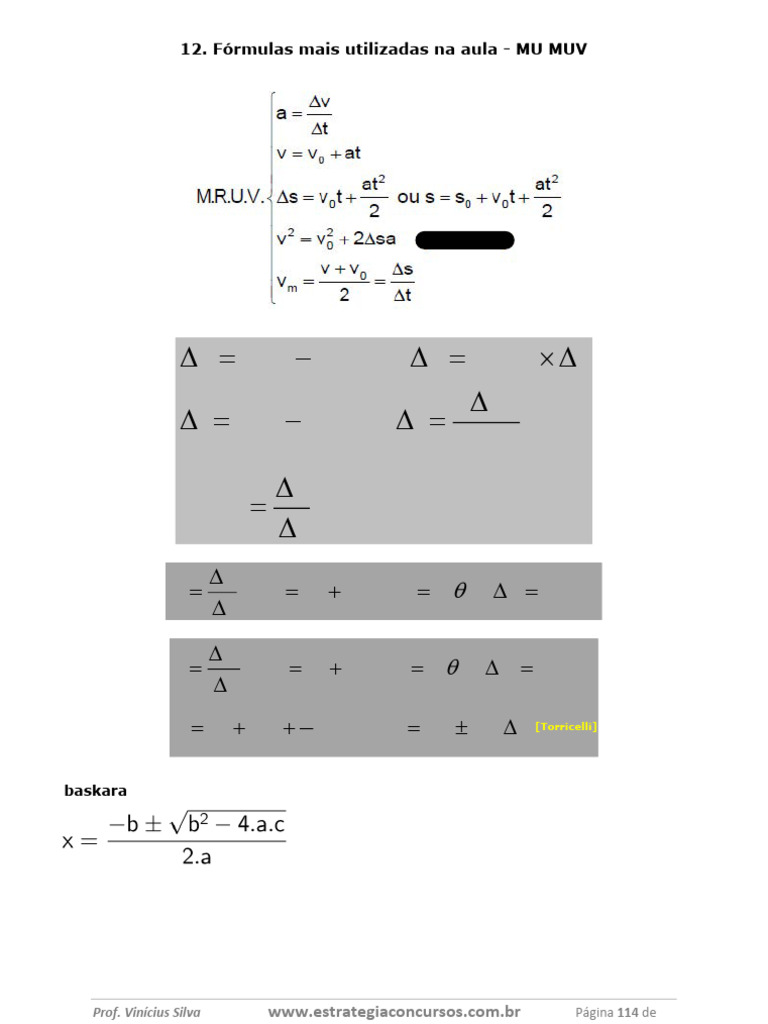 Fórmulas MUV e MU em Física | PDF