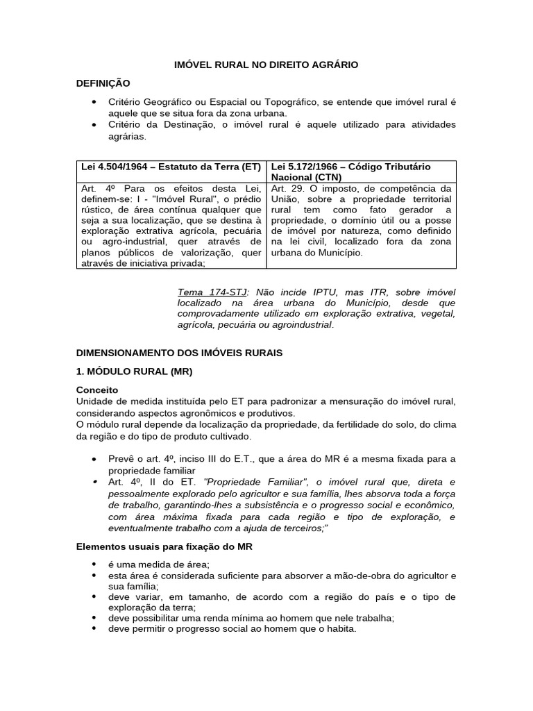Definição de Imóvel Rural e Módulo Rural | PDF | Propriedade privada