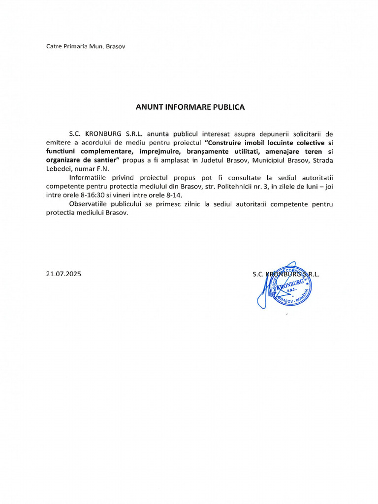 Anunt Informare Publica | PDF