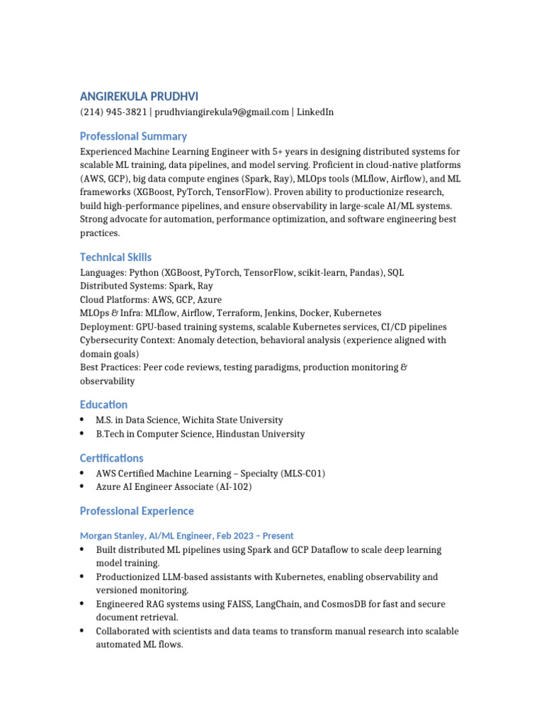 Machine Learning Engineer Profile | PDF | Machine Learning | Artificial ...