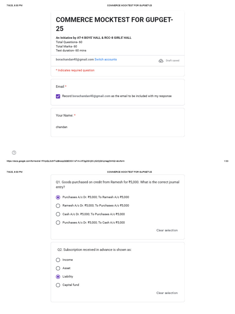 Commerce Mocktest For Gupget-25 | PDF | Monopoly | Pricing