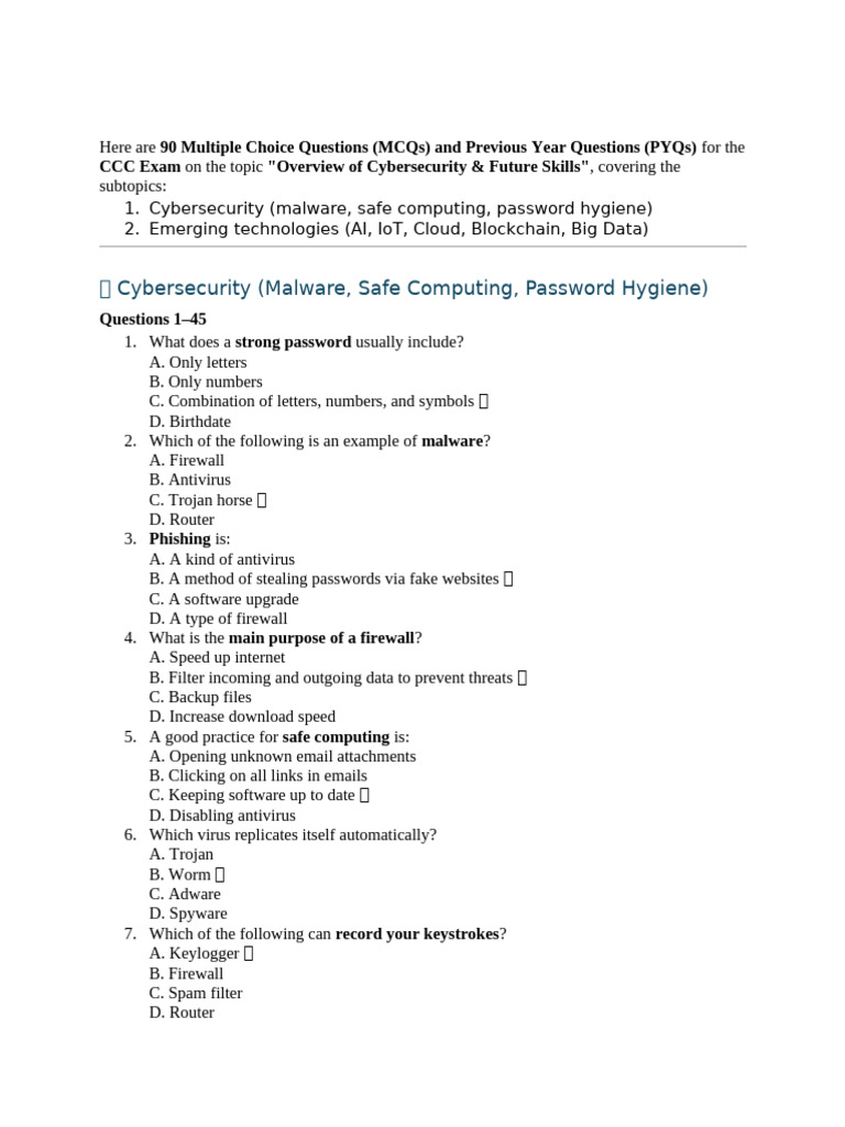 CCC Overview of Cybersecurity & Future Skills | PDF | Antivirus ...