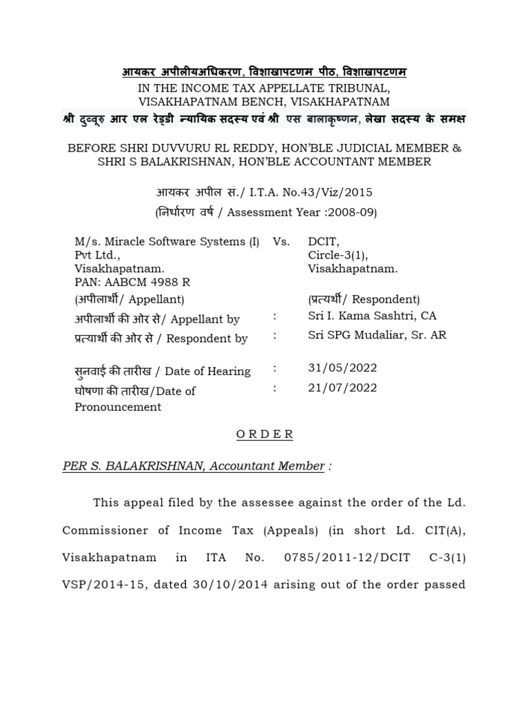 1658394630-43 of 2015 - MIRACLE SOFTWARE SYSTEMS (I) PVT LTD | PDF ...
