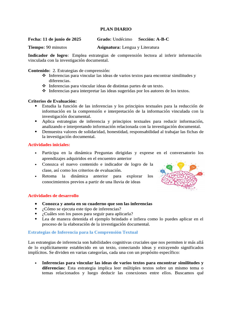 Estrategias de Inferencia en Comprensión Textual | PDF | Inferencia ...