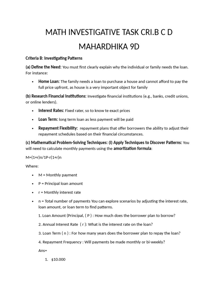 Math Investigative Task Cri | PDF | Interest | Loans