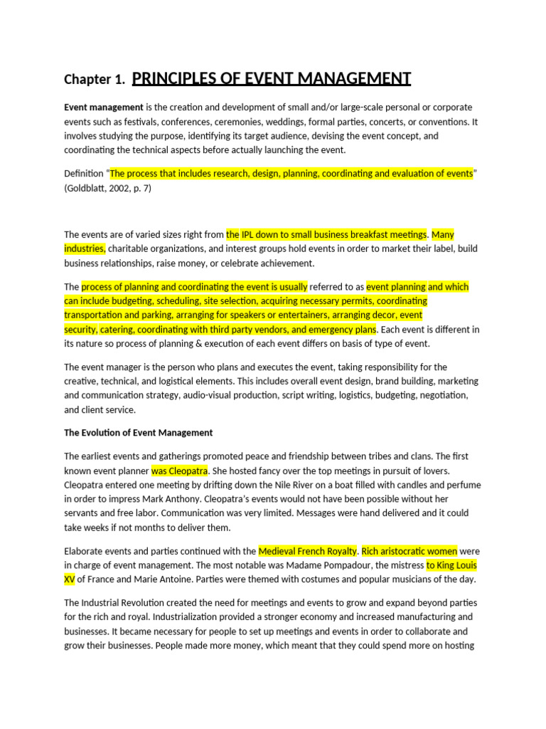 CH 1 - Principles of Event Management | PDF | Swot Analysis | Business