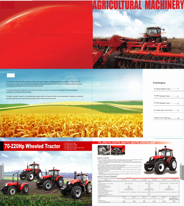 YTO Tractor Catalogue Overview | PDF | Manual Transmission | Tractor