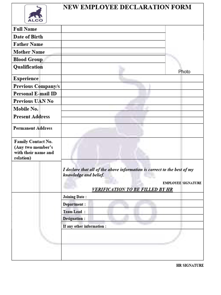 New Employee Declaration Form Guide | PDF