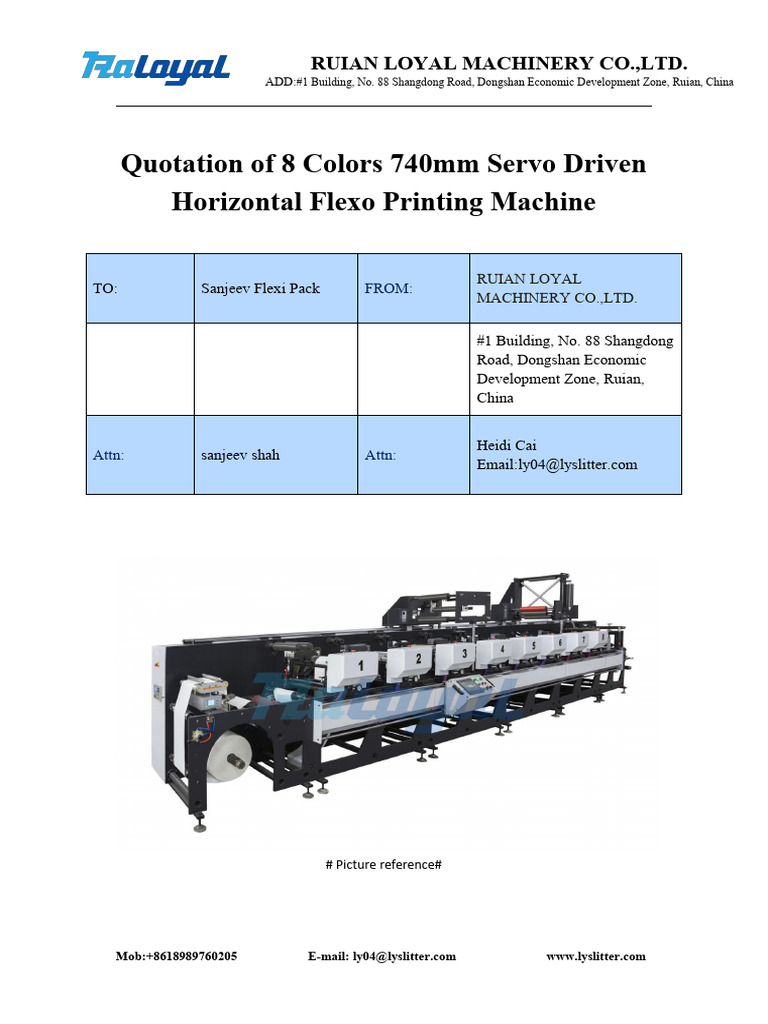 8-Color Flexo Printing Machine Specs | PDF | Mechanical Engineering ...
