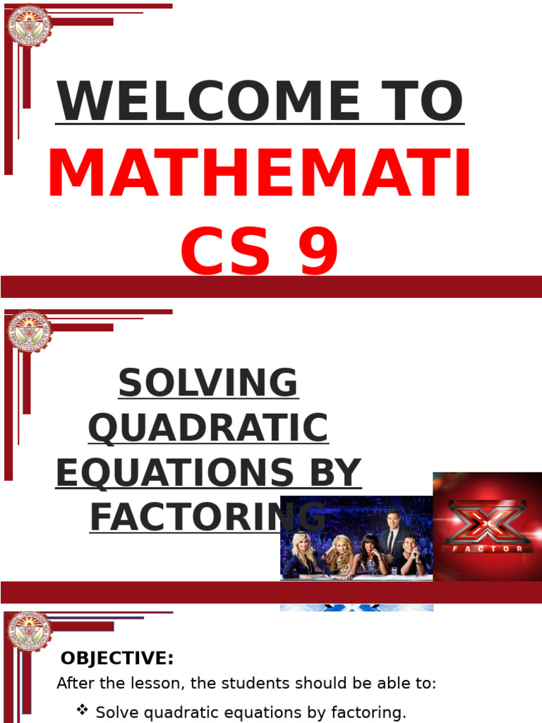 Solving Quadratic Equations by Factoring | PDF