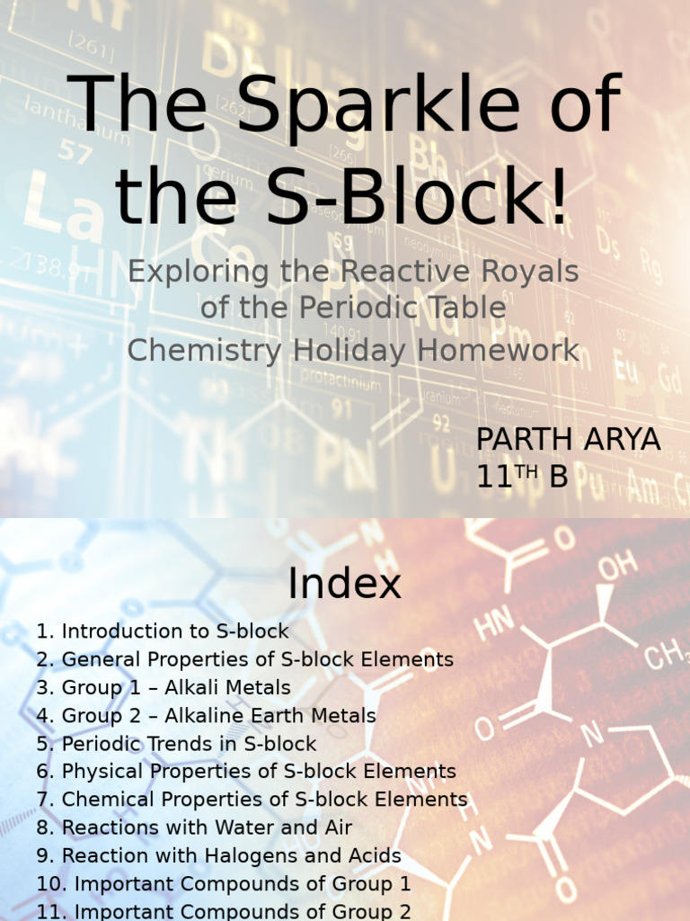S-Block Elements: Properties & Reactions | PDF | Periodic Table | Metals