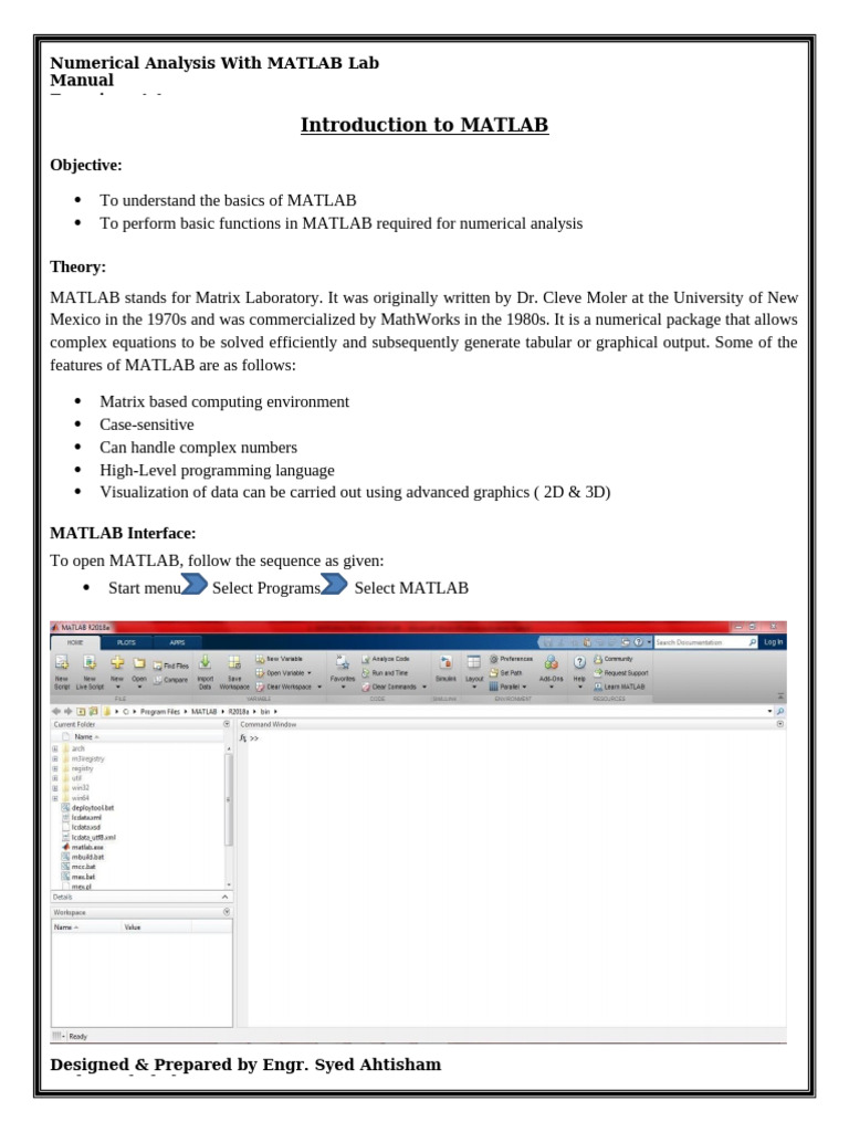 MATLAB Basics for Numerical Analysis | PDF | Matlab | Matrix (Mathematics)