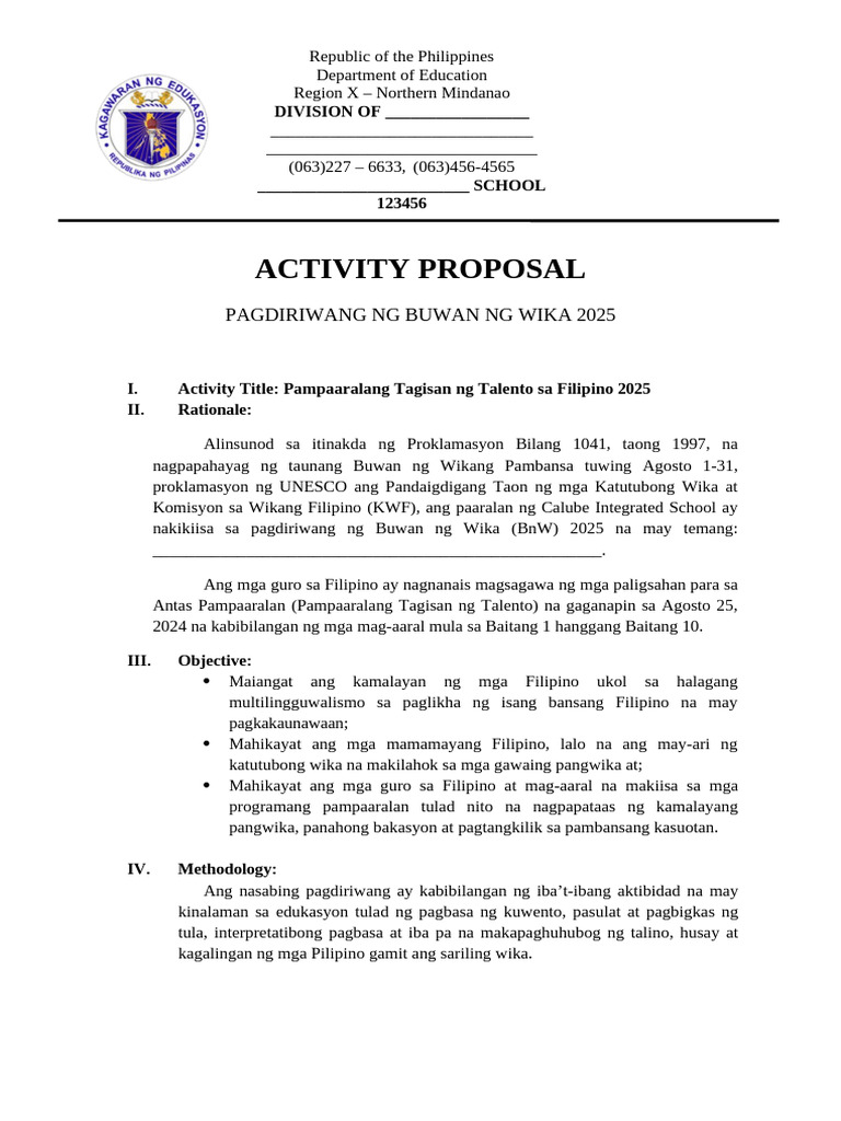 Activity Proposal and Action Plan | PDF