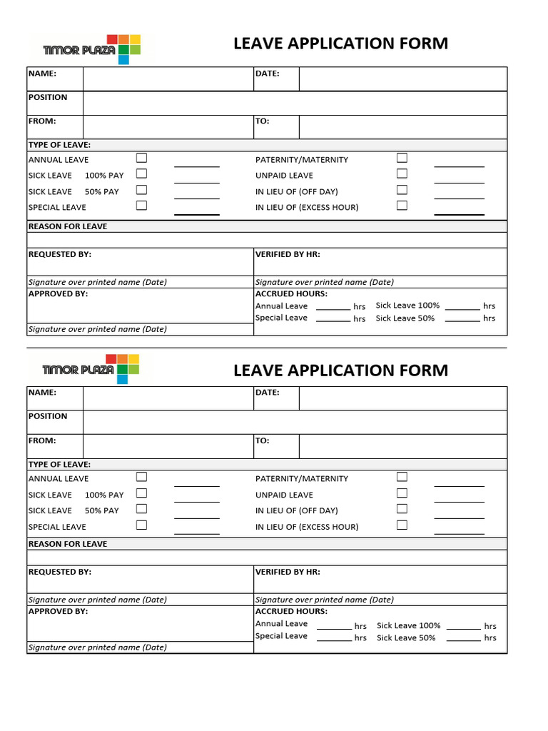 Leave Application Form Template | PDF