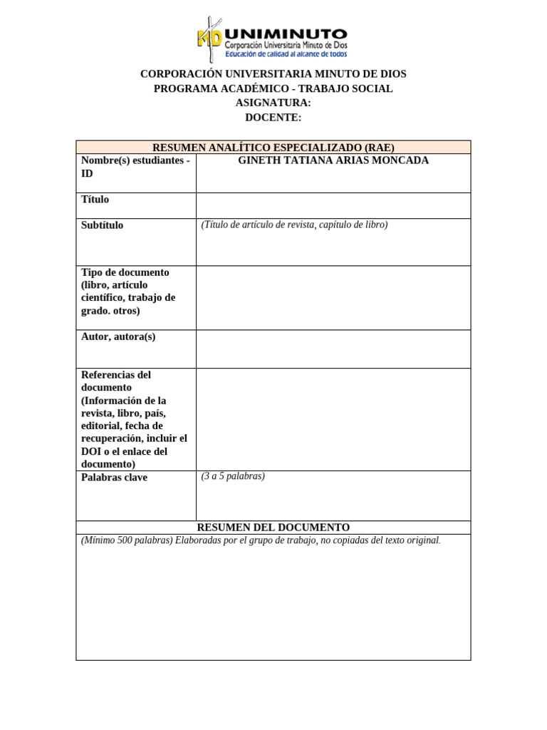 Resumen Analítico Especializado RAE - TRSO | PDF
