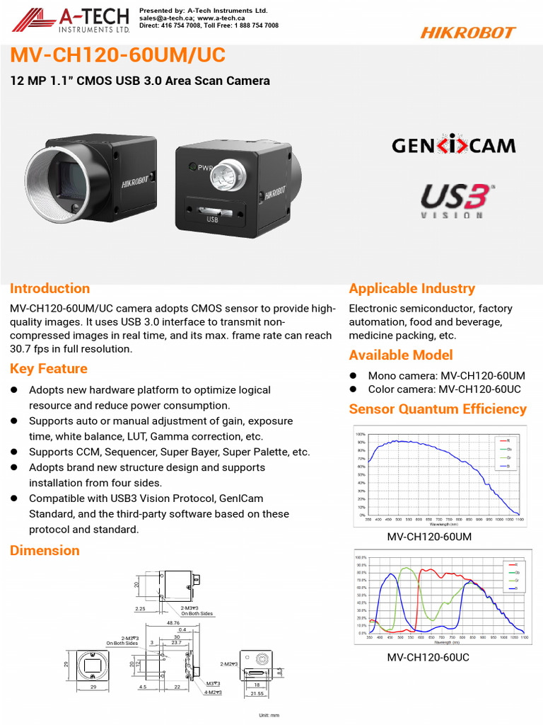 MV-CH120-60UM/UC Camera Overview | PDF | Camera | Usb
