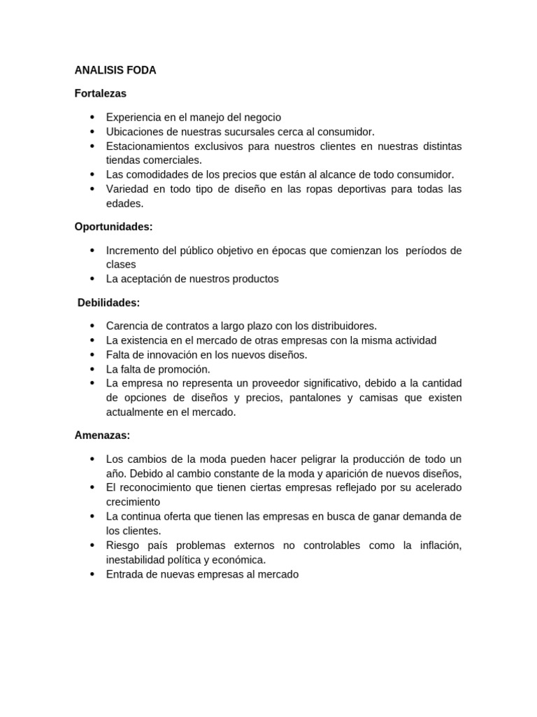 Análisis FODA y Punto de Equilibrio Empresarial | PDF | Mercado ...