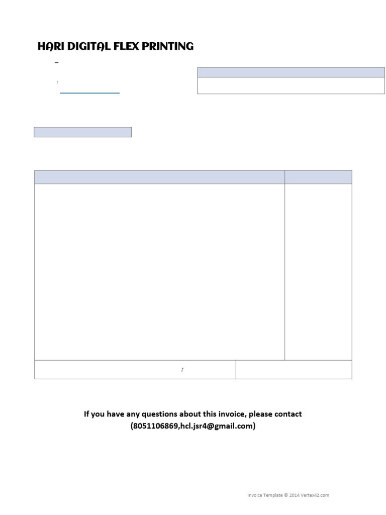 Flex Printing Invoice Template | PDF