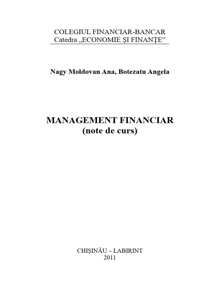 Management Financiar. Curs | PDF