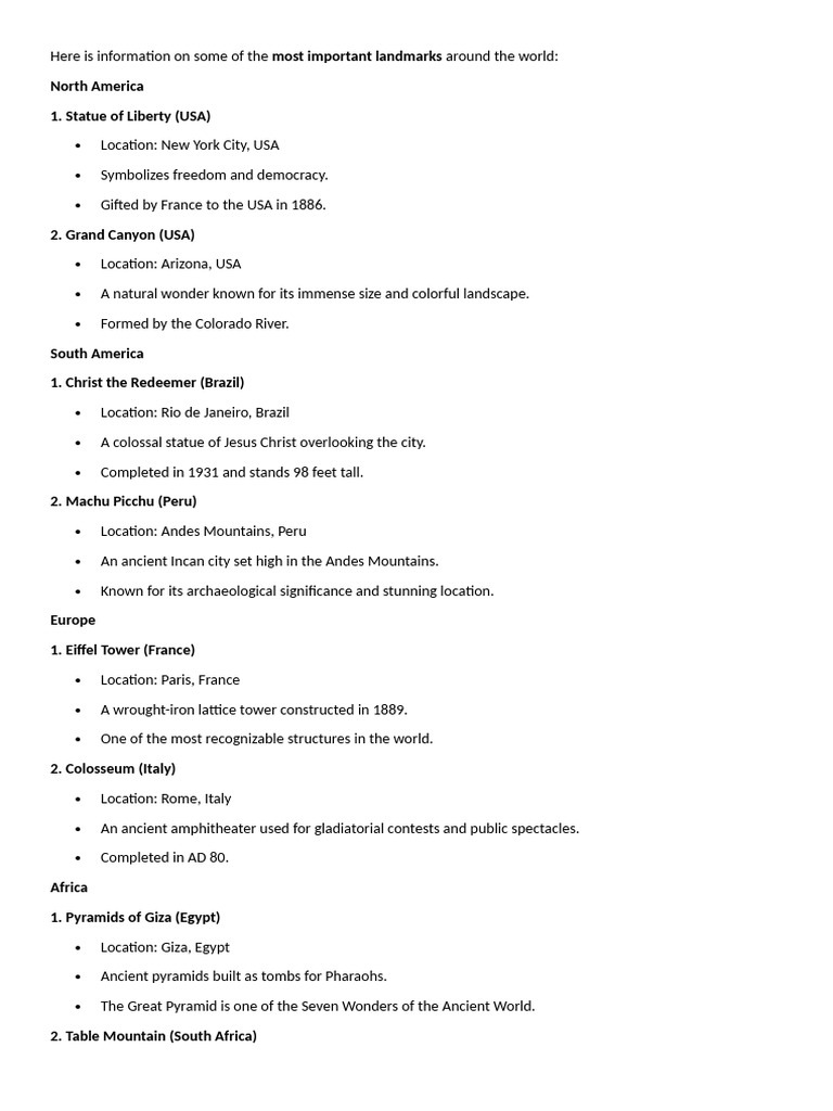 Important Landmarks | PDF