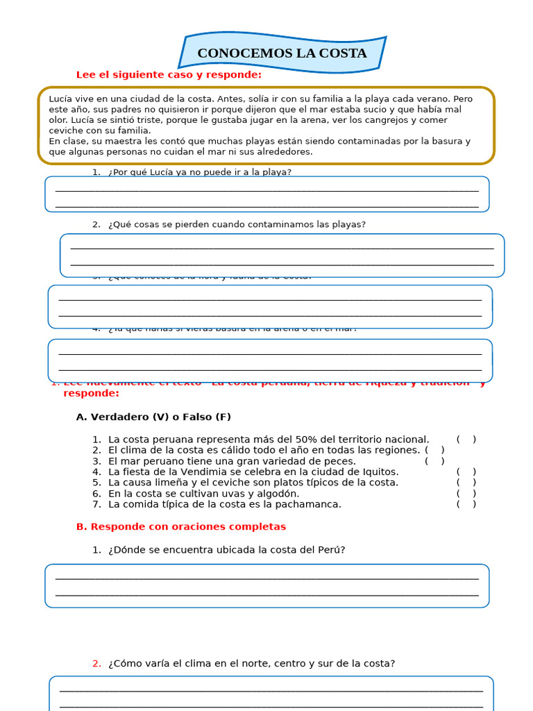 Ficha PS Lun 23 Conocemos La Costa Yessenia Carrasco 933623393 | PDF | Perú
