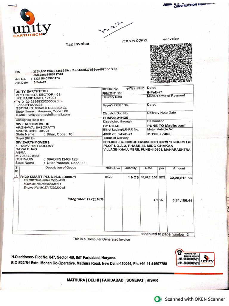 H 22 Invoice | PDF
