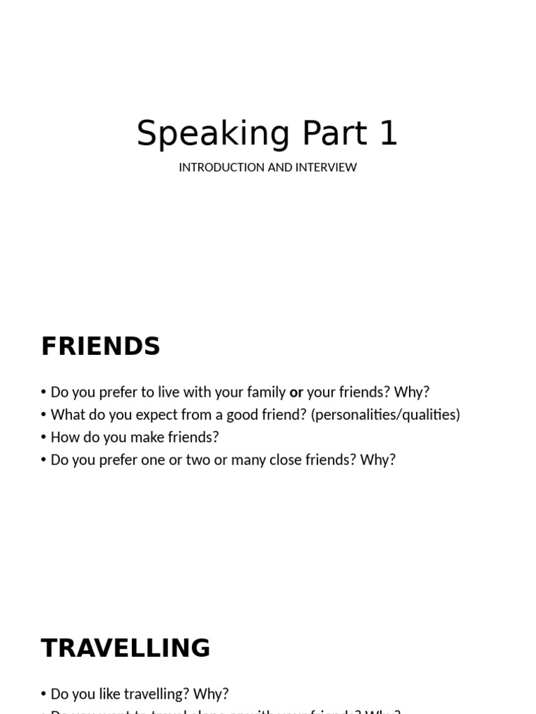 Speaking Part 1: Interview Topics Guide | PDF