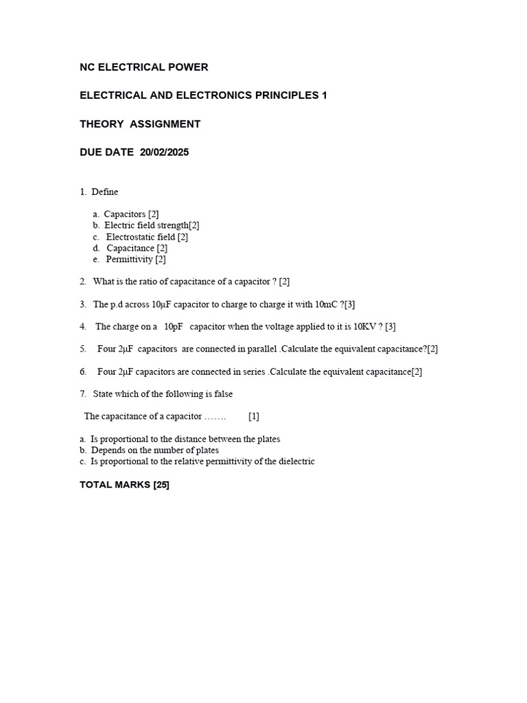 NC Electrical Power Theory Assignment | PDF