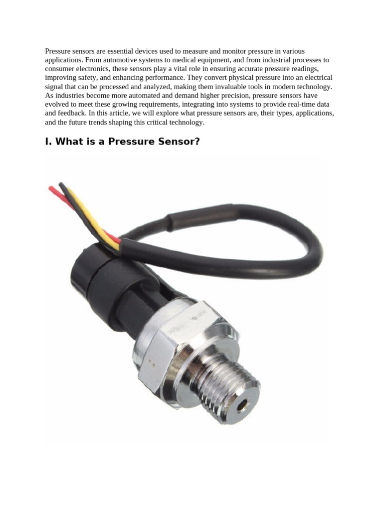 Types and Applications of Pressure Sensors | PDF | Pressure Measurement ...