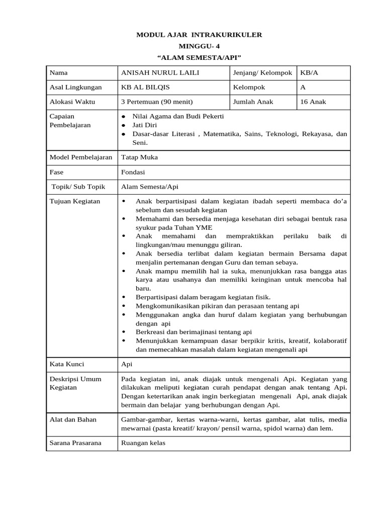 Modul Ajar Alam Semesta Api | PDF