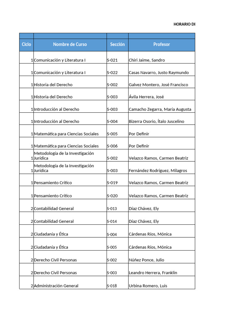 Horarios Facultad de Derecho 2025 | PDF | Justicia | Crimen y violencia
