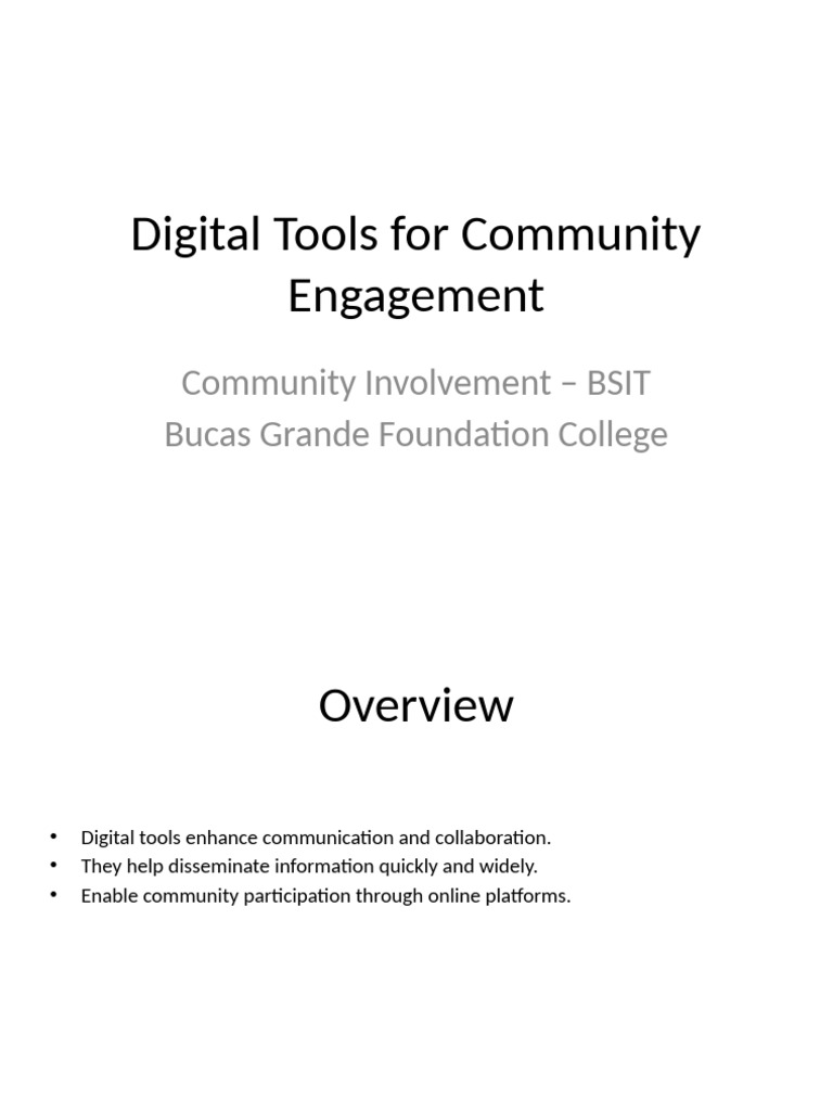 Digital Tools For Community Engagement | PDF
