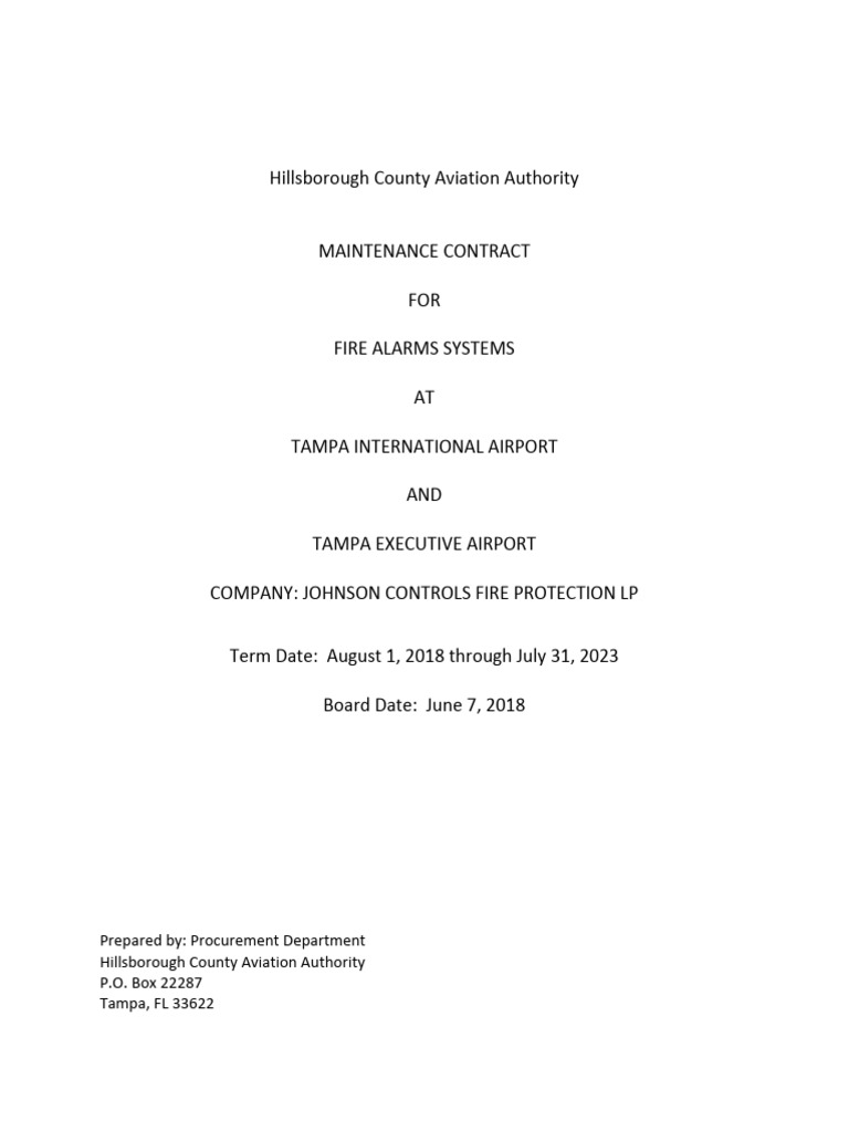 Maintenance Contract, Fire Alarm Systems, Johnson Controls | PDF ...