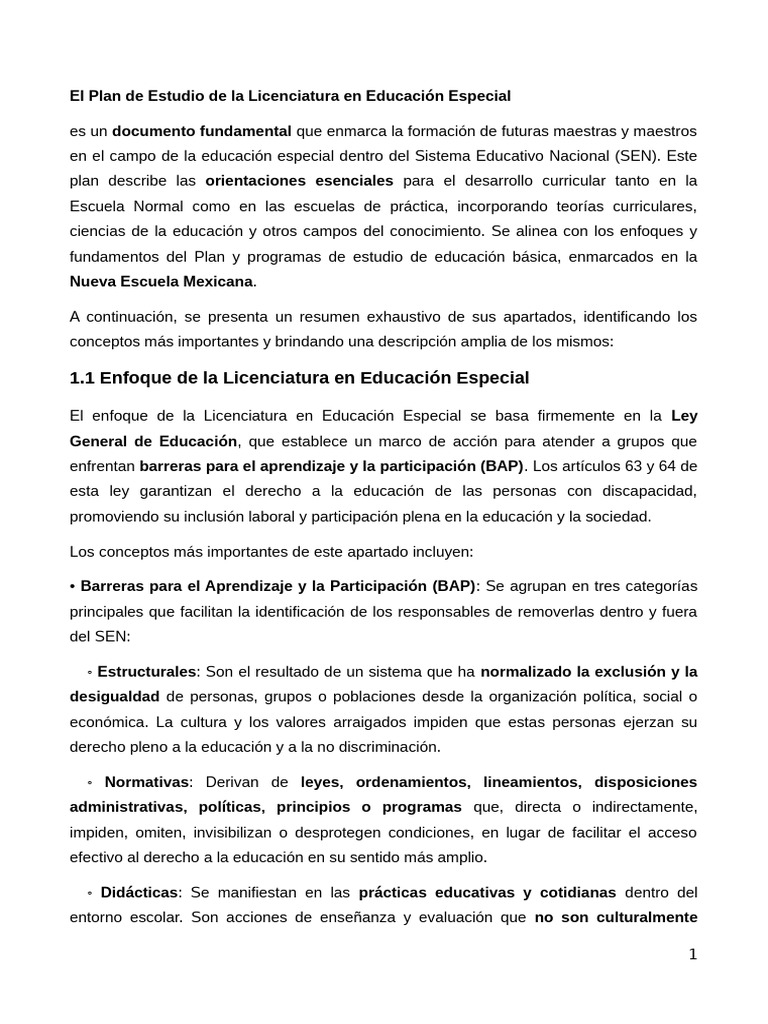 El Plan de Estudio de La Licenciatura en Educación Especial | PDF ...