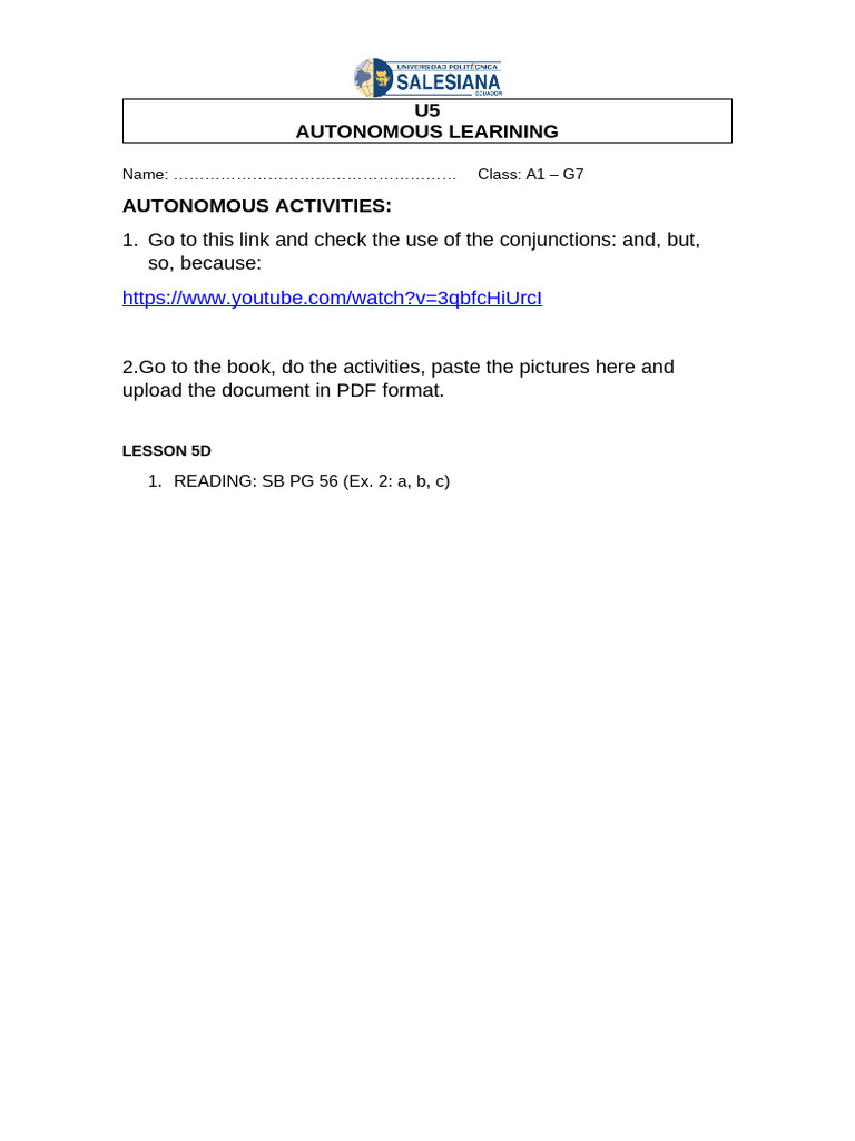 U5 - Autonomous Learning | PDF