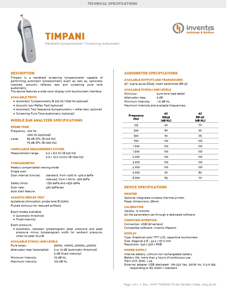 Im1p Timpani Ts en Rev09a | PDF | Headphones | Sound