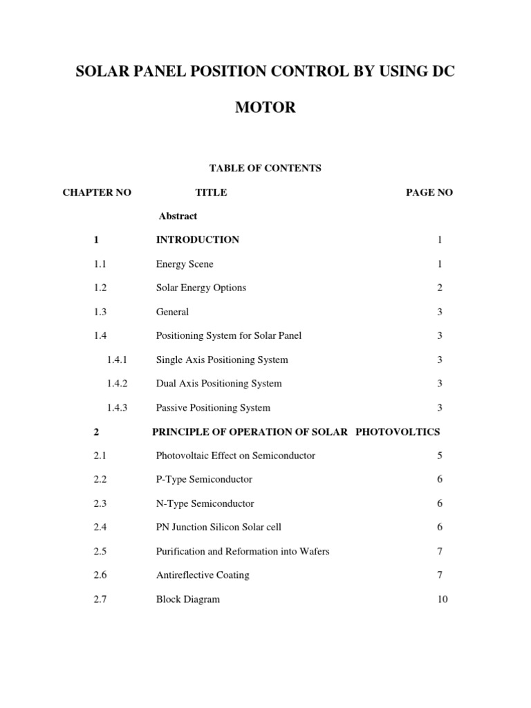 Solar Panel Position Control System | PDF